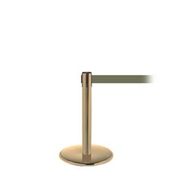QueuePro 250 Mini, Satin Brass, Barrier with 11' Olive Green Belt