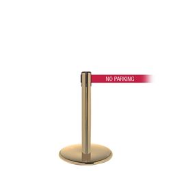 QueuePro 250 Mini, Satin Brass, Barrier with 11' NO PARKING Belt