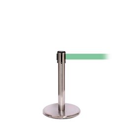 QueuePro 250 Mini, Satin Chrome, Barrier with 11' Light Green Belt