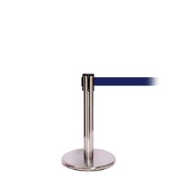 QueuePro 250 Mini, Satin Chrome, Barrier with 11' Navy Blue Belt