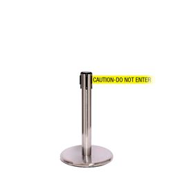 QueuePro 250 Mini, Satin Stainless, Barrier with 11' CAUTION-DO NOT ENTER Belt