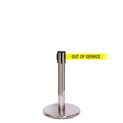 QueuePro 250 Mini, Satin Stainless, Barrier with 11' OUT OF SERVICE Belt