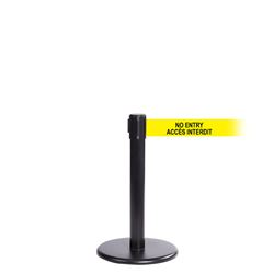 QueuePro 250 Mini Xtra, Black, Barrier with 3" wide 11' ACCES INTERDIT Belt