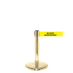 QueuePro 250 Mini Xtra, Polished Brass, Barrier with 3" wide 11' ACCES INTERDIT Belt