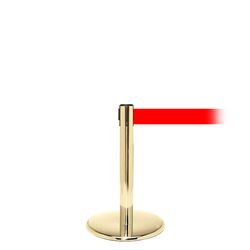 QueuePro 250 Mini Xtra, Polished Brass, Barrier with 3" wide 11' Red Belt