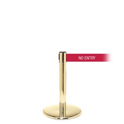 QueuePro 250 Mini Xtra, Polished Brass, Barrier with 3" wide 11' NO ENTRY Belt