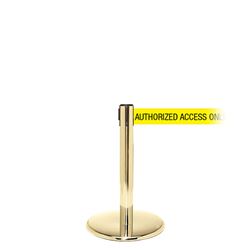 QueuePro 250 Mini Xtra, Polished Brass, Barrier with 3" wide 11' AUTHORIZED ACCESS ONLY Belt