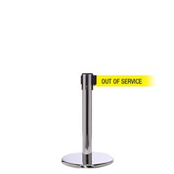 QueuePro 250 Mini Xtra, Polished Chrome, Barrier with 3" wide 11' OUT OF SERVICE Belt