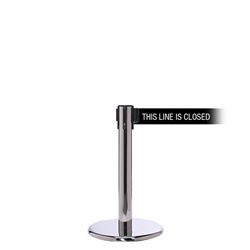 QueuePro 250 Mini Xtra, Polished Stainless, Barrier with 3" wide 11' THIS LINE IS CLOSED Belt