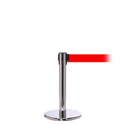 QueuePro 250 Mini Xtra, Polished Stainless, Barrier with 3" wide 11' Red Belt