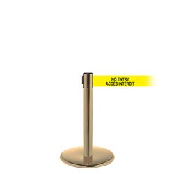 QueuePro 250 Mini Xtra, Satin Brass, Barrier with 3" wide 11' ACCES INTERDIT Belt