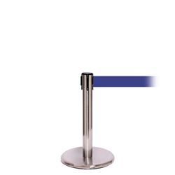 QueuePro 250 Mini Xtra, Satin Chrome, Barrier with 3" wide 11' Blue Belt
