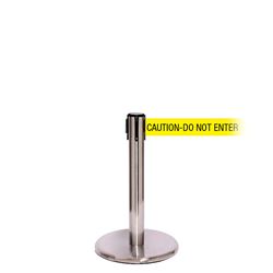 QueuePro 250 Mini Xtra, Satin Chrome, Barrier with 3" wide 11' CAUTION-DO NOT ENTER Belt