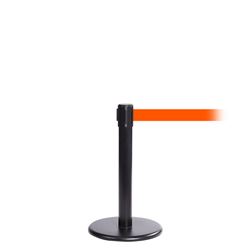 QueuePro 300 Mini, Black, Barrier with 16' Fluorescent Orange Belt