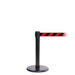 QueuePro 300 Mini, Black, Barrier with 16' Red/Black Diagonal Belt