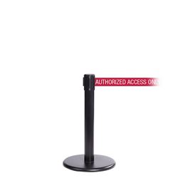 QueuePro 300 Mini, Black, Barrier with 16' AUTHORIZED ACCESS ONLY - RED Belt