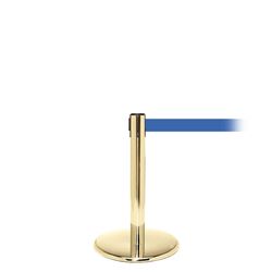 QueuePro 300 Mini, Polished Brass, Barrier with 16' Light Blue Belt