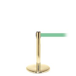 QueuePro 300 Mini, Polished Brass, Barrier with 16' Light Green Belt