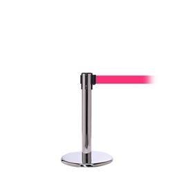 QueuePro 300 Mini, Polished Stainless, Barrier with 16' Fluorescent Pink Belt