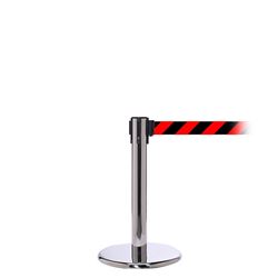 QueuePro 300 Mini, Polished Stainless, Barrier with 16' Red/Black Diagonal Belt