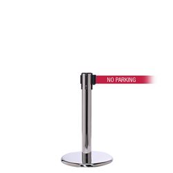 QueuePro 300 Mini, Polished Stainless, Barrier with 16' NO PARKING Belt