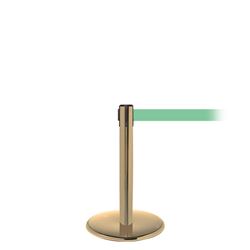 QueuePro 300 Mini, Satin Brass, Barrier with 16' Light Green Belt