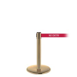 QueuePro 300 Mini, Satin Brass, Barrier with 16' NO ENTRY Belt