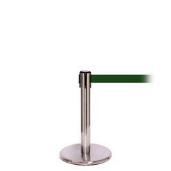 QueuePro 300 Mini, Satin Stainless, Barrier with 16' Dark Green Belt