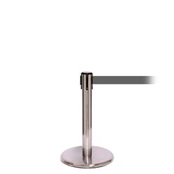 QueuePro 300 Mini, Satin Stainless, Barrier with 16' Gray Belt
