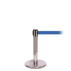 QueuePro 300 Mini, Satin Stainless, Barrier with 16' Light Blue Belt