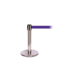QueuePro 300 Mini, Satin Stainless, Barrier with 16' Purple Belt