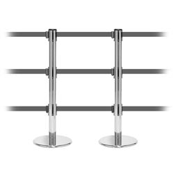 QueuePro 250 Triple, Polished Chrome, Barrier with triple 11' Gray Belt
