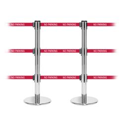 QueuePro 250 Triple, Polished Chrome, Barrier with triple 11' NO PARKING Belt