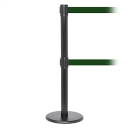 QueuePro 250 Twin, Black, Barrier with double 11' Dark Green Belt