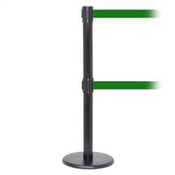 QueuePro 250 Twin, Black, Barrier with double 11' Green Belt