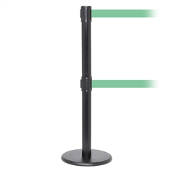 QueuePro 250 Twin, Black, Barrier with double 11' Light Green Belt