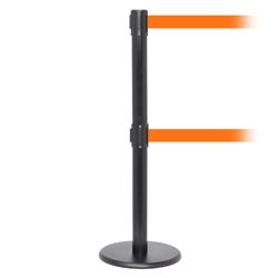 QueuePro 250 Twin, Black, Barrier with double 11' Orange Belt