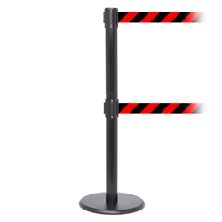 QueuePro 250 Twin, Black, Barrier with double 11' Red/Black Diagonal Belt