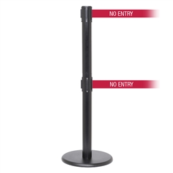 QueuePro 250 Twin, Black, Barrier with double 11' NO ENTRY Belt