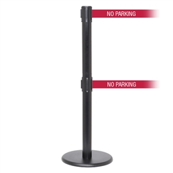 QueuePro 250 Twin, Black, Barrier with double 11' NO PARKING Belt