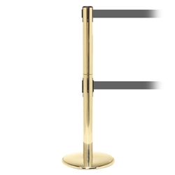 QueuePro 250 Twin, Polished Brass, Barrier with double 11' Gray Belt