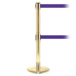 QueuePro 250 Twin, Polished Brass, Barrier with double 11' Purple Belt