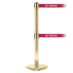 QueuePro 250 Twin, Polished Brass, Barrier with double 11' NO PARKING Belt