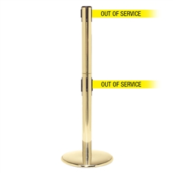 QueuePro 250 Twin, Polished Brass, Barrier with double 11' OUT OF SERVICE Belt