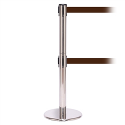 QueuePro 250 Twin, Polished Chrome, Barrier with double 11' Brown Belt