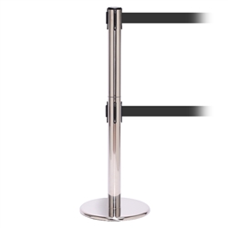 QueuePro 250 Twin, Polished Chrome, Barrier with double 11' Dark Gray Belt