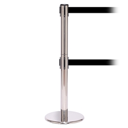 QueuePro 250 Twin, Polished Stainless, Barrier with double 11' Black Belt