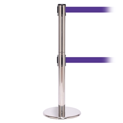QueuePro 250 Twin, Polished Stainless, Barrier with double 11' Purple Belt