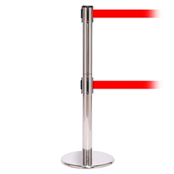 QueuePro 250 Twin, Polished Stainless, Barrier with double 11' Red Belt