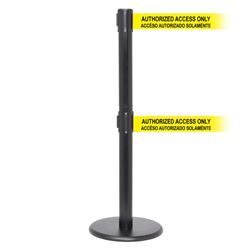 QueuePro 250 Twin Xtra, Black, Barrier with double 3" wide 11' ACCESO AUTORIZADO SOLAMENTE Belt